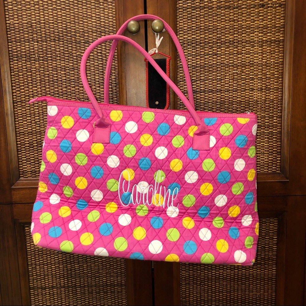 Custom Pink Polka dot Tote